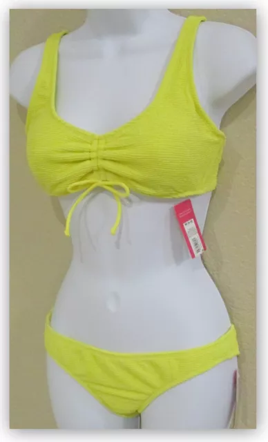 Xhilaration BIKINI SET 2 pc JR MEDIUM 4-6 Textured Yellow Cheeky Bottom