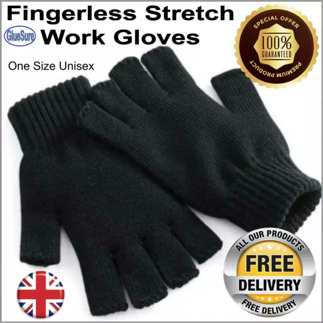 Fingerless Gloves Work Thermal Mens Womens Unisex Half Finger Magic Winter Sport