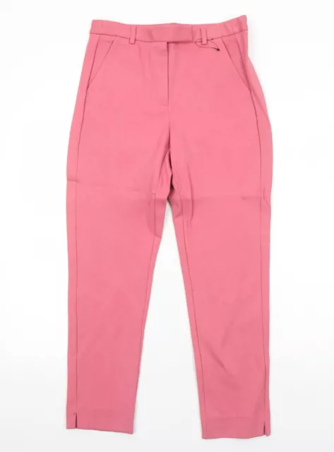 Marks and Spencer Womens Pink Cotton Trousers Size 10 Regular Zip