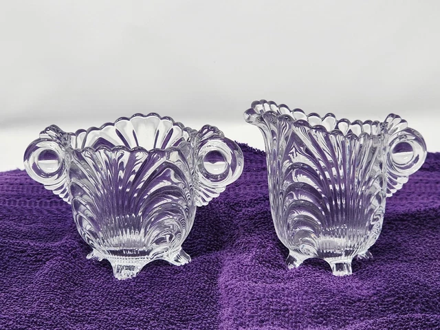 Cambridge Crystal Glass Caprice Mini Creamer And Sugar Bowls Clear Glass