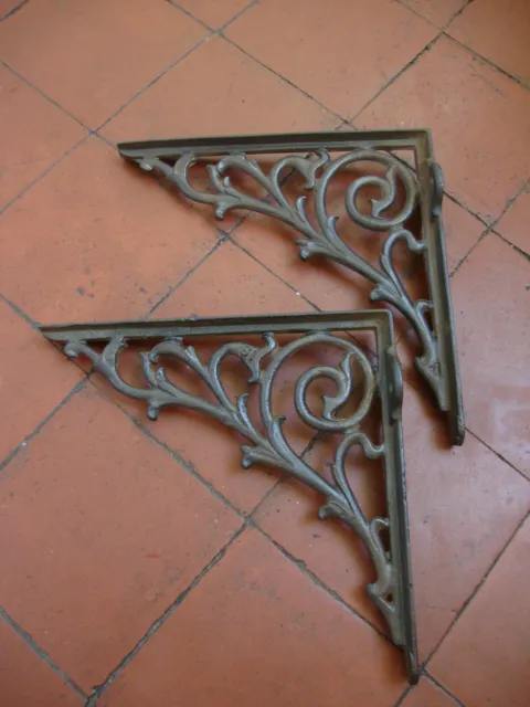 Antique original Victorian cast iron shelf brackets