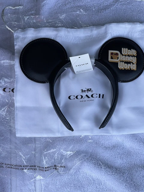 RARE Walt Disney World COACH 2022 WDW 50th Magic Kingdom Ears Black Leather NWT