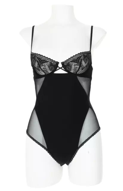 La Perla Neo-Goth Balconette Bodysuit in Absolute Black L66219 Size 32B