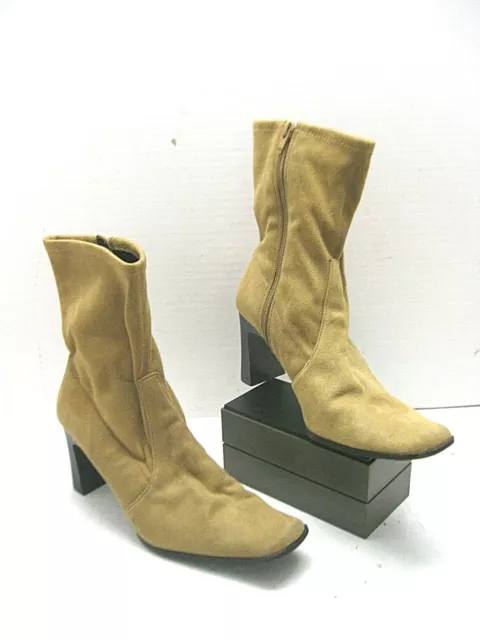 Predictions Women's Size 7 1/2 Khaki Colored Faux Suede High Heeled Booties