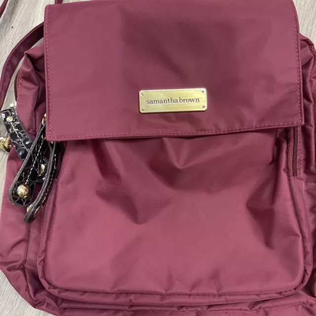 Samantha Brown Luggage Lightweight Organizer Crossbody Bag Purse ~ Burgundy 3