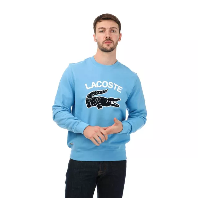 Men's Jumper Lacoste Crocodile Print Pullover Sweatshirt in Blue