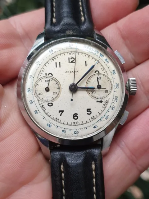 Arcadia Valjoux 22 Chrono Vintage Swiss Watch Luxury