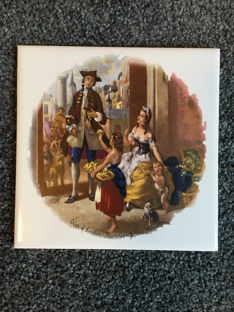 H&R Johnson Vintage Tile, Cries Of London, Yellow Primrose. Francis Wheatley.