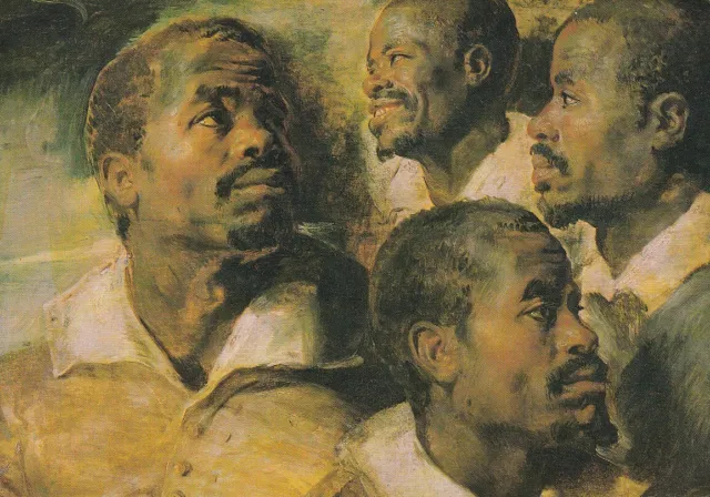 Alte Kunstpostkarte - Peter Paul Rubens - Têtes de nègre