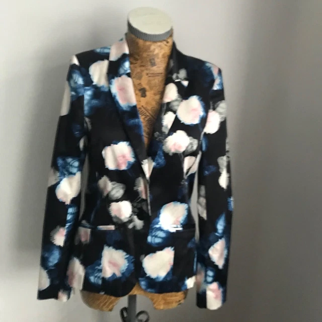GIACCA BLAZER RIVER ISLAND RASO NUOVA CON ETICHETTE UK 10 £60 floreale occasione formale lusso