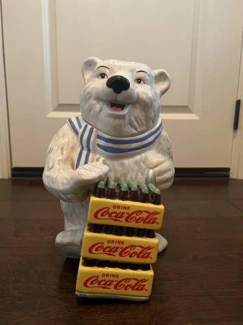 Coca Cola Polar Bear Delivery Ceramic Cookie Jar vintage.