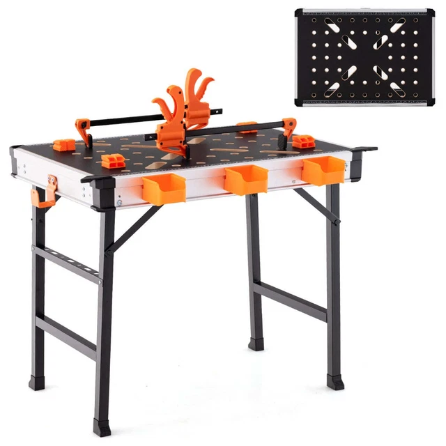 Établi Pliant PONY 2 En 1 Avec 4 Serre-Joints - Charge 454kg - Pieds Aluminium Réglables