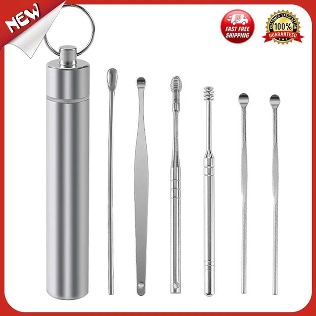 es 6pcs Ear Picker Stainless Steel Spiral Earpick Wax Remover Ear Cleaner (B)