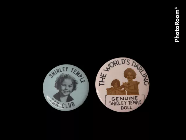 Vintage Pin Button Genuine SHIRLEY TEMPLE DOLL Button Pin Back  Fan Club