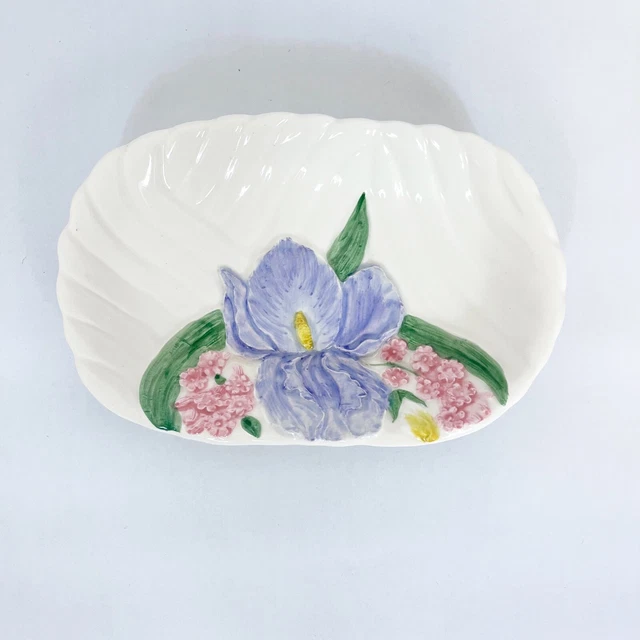 Vintage Otagiri Mary Ann Baker Sop Dish Purple Iris W/Pink Flowers Japan