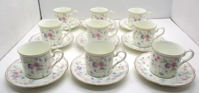9 Sets Andrea by Sadek Corona Fine China Floral Tea Cups Saucers
