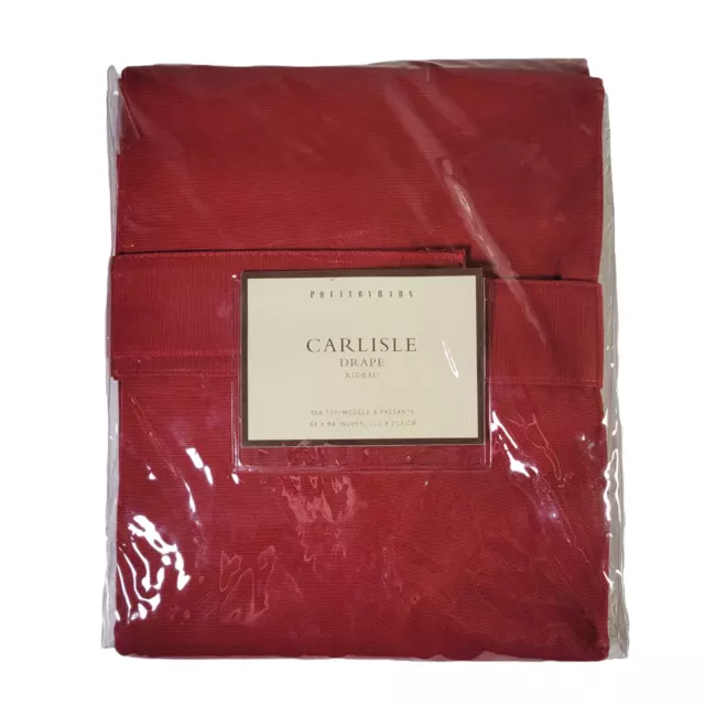 Pottery Barn Carlisle Drape Curtain Rideau 44"×84"  Red Tab Top Cotton New