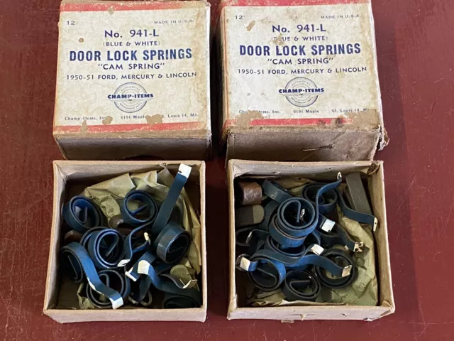 1950 1951 Ford Mercury Lincoln Door Lock Springs Box (2) Champ-Items 941-L Nors