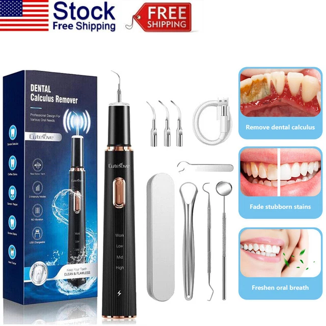 Ultrasonic Tooth Cleaner Teeth Plaque Calculus Stain Remover Kit Dental Cleaning