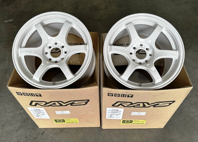 RAYS VOLK GRAMLIGHTS 57DR 15x8 4x100 +35 CIVIC FIT INTEGRA MIATA WHEELS WHITE