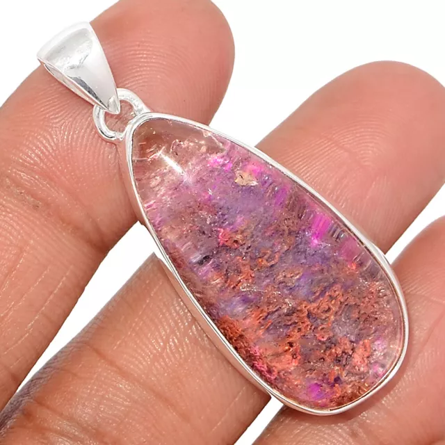 13g Treated Purple Ghost Phantom, Lodolite 925 Silver Pendant Jewelry BP206110