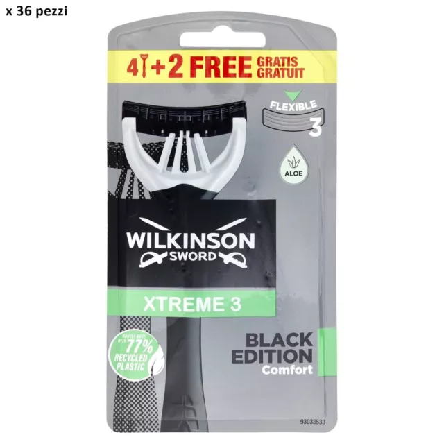 36pz WILKINSON SWORD XTREME 3 BLACK EDITION rasoio monous. tre lame lamette