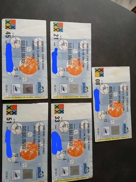 RARE LOTS DE billets ticket COUPE du MONDE 1998 FRANCE 98 Avec Huitième
