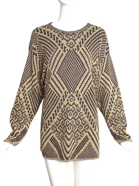PIERRE CARDIN- 1980s Metallic Sweater Tunic, Size 10