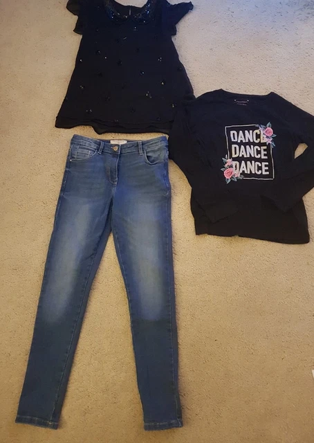 Girls bundle Sequin Blouse Jeans Tops Age 12-13