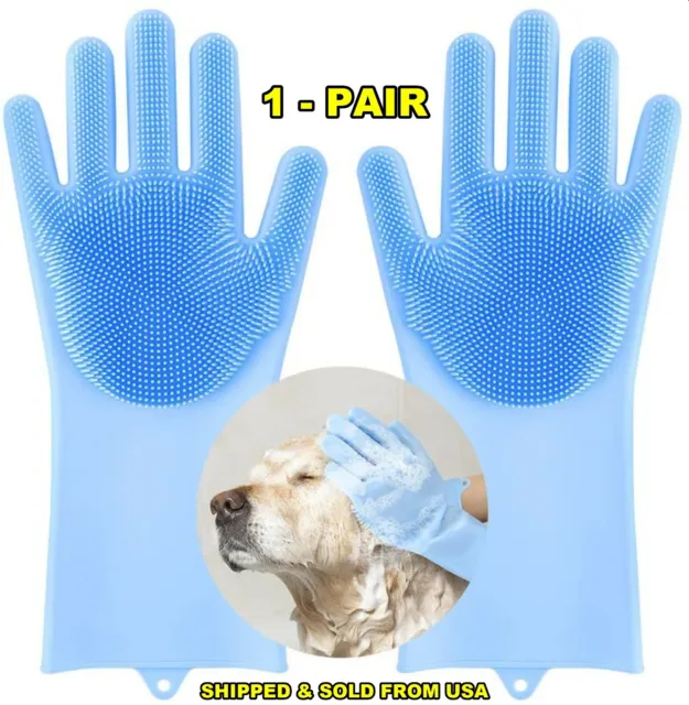 Pet Grooming Gloves, Multipurpose Silicone Cleaning Gloves for Pet Dogs Cats