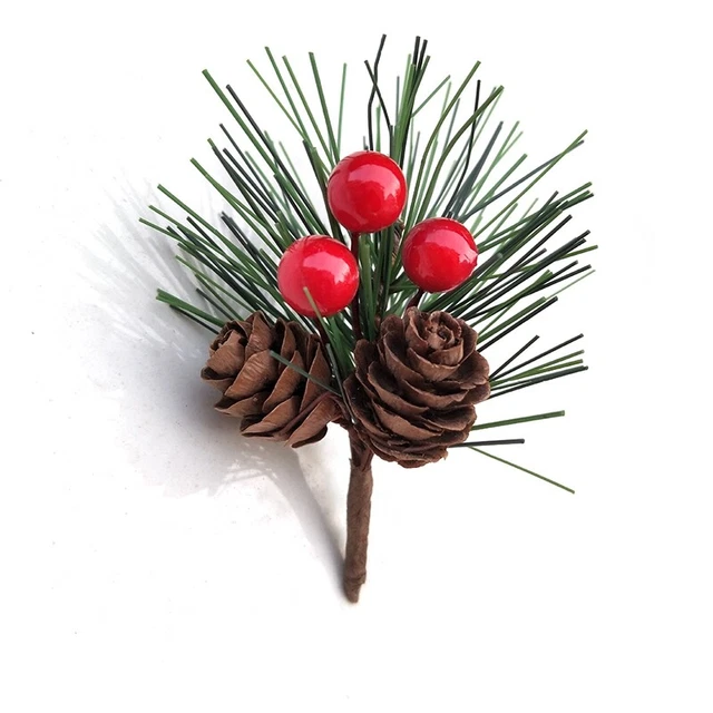 20 pezzi coni rossi natalizi con agrifoglio Holly BranK2L6
