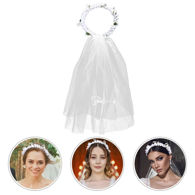 Ghirlanda velo testa matrimonio pezzi spose corona fascia floreale filo di ferro bianco