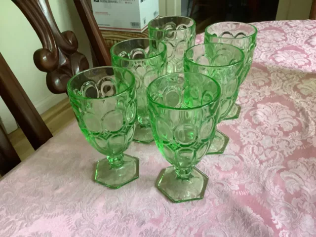 Foatoria moonstone iced tea stem glasses green, set of 6