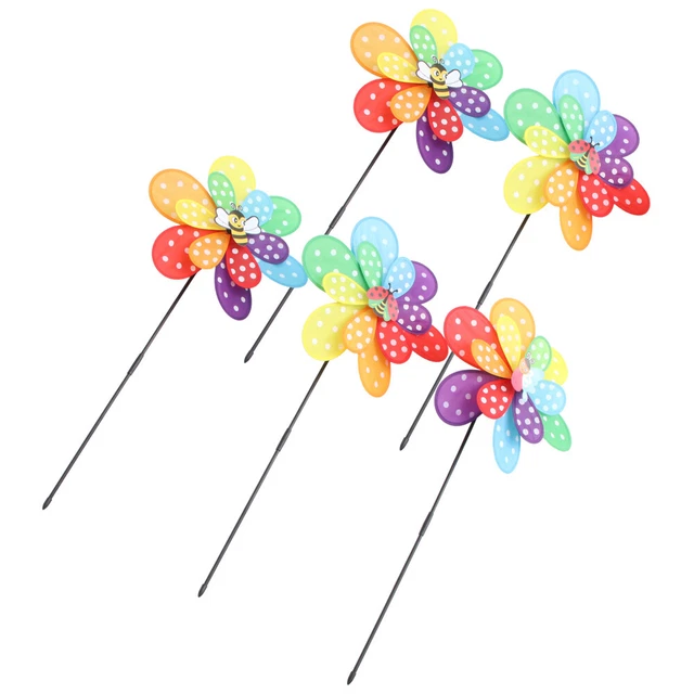 5Pcs Doppel Schicht Windmühle Spielzeug Sunflower Windrad Wind für Hof 2
