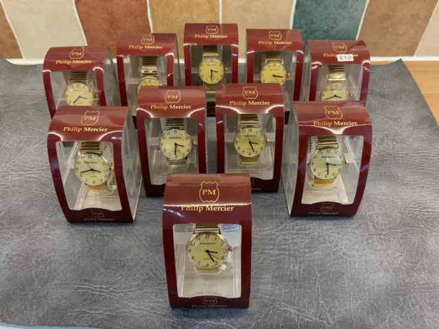 10 Watches Wholesale JOB LOT Resale Philip Mercier Womens / Mens Boxed Vintage