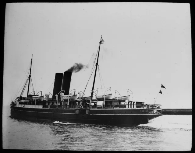 Magic Lantern Slide JERSEY BOAT ROEBUCK DEPARTING PORTLAND C1890 VICTORIAN PHOTO