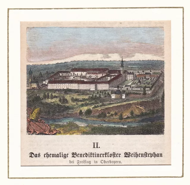 Kloster Weihenstephan Freising Oberbayern Bayern Ansicht Holzstich woodcut 1870