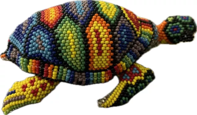 Rainbow Handmade Beaded Turtle Tortoise Guatemala R$78