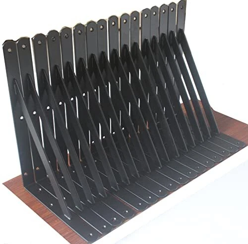 16 Pack L11 x H 8 Black Heavy Duty Shelf Brackets with Screws Metal Shelf B...