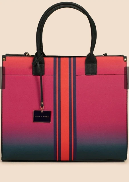 Trina Turk Pink City Sunset Ombre Large Tote Bag $245 w/ Strap NEW w/tag