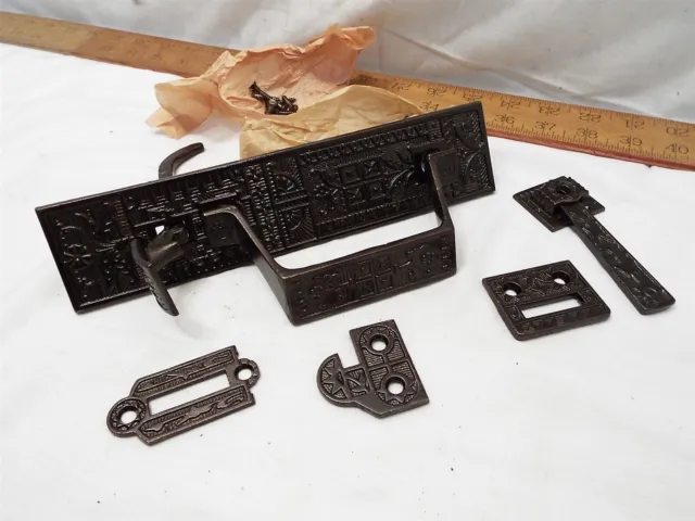 Vintage Cast Iron Victorian Door Handle Thumb Latch Handle Ornate Hardware Set