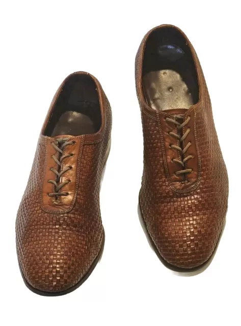 FLORSHEIM WOVEN WHOLECUT Mens Dress Shoes 9 D Brown Leather Designer ...