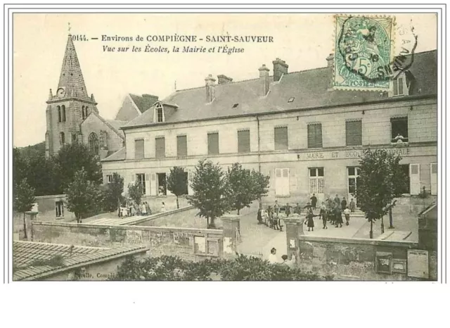 60.Saint Sauveur.vue Sur Les Ecoles La Mairie Et L'eglise