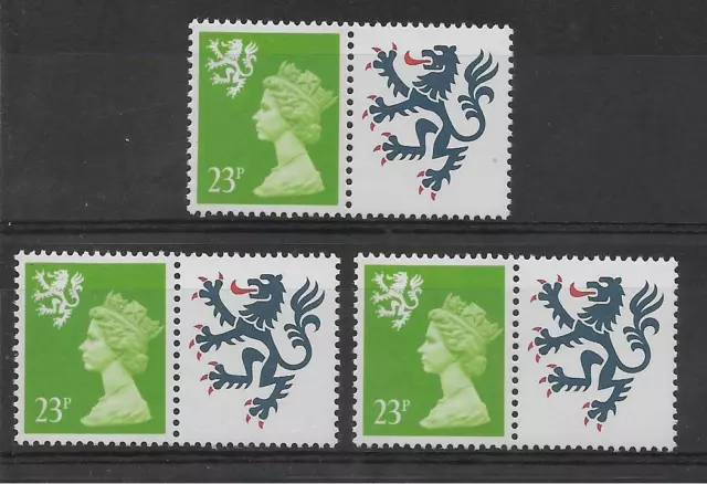 GB. SCOTLAND 1988. 23p. (2 bands) X 3 MNH. EXAMPLES. SG. S68. (134)