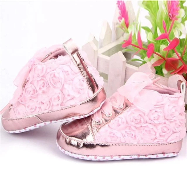 Una Coppia Bambine Autunno Scarpe Bambini Suola Morbida Rosa Flowers Bambini