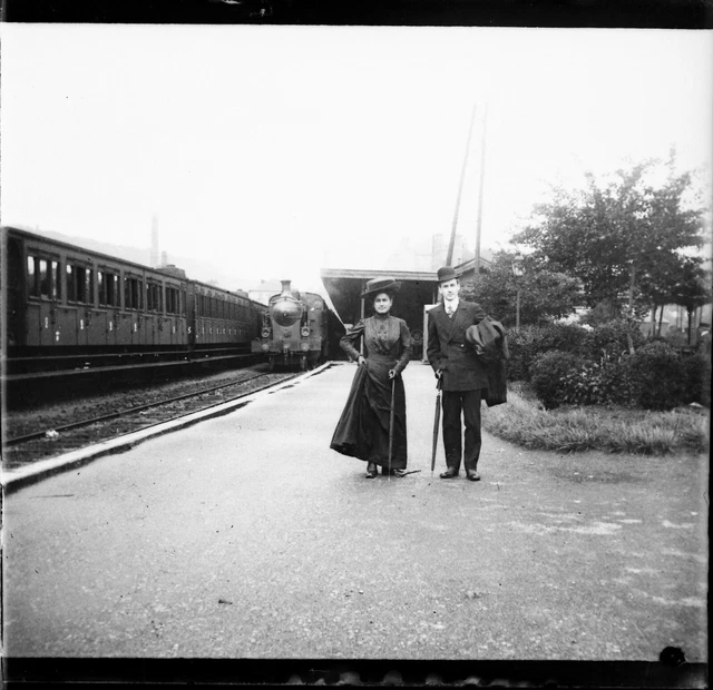 LONGWY 1910 - Négatif Verre - La Gare Train pour Nancy - 1202