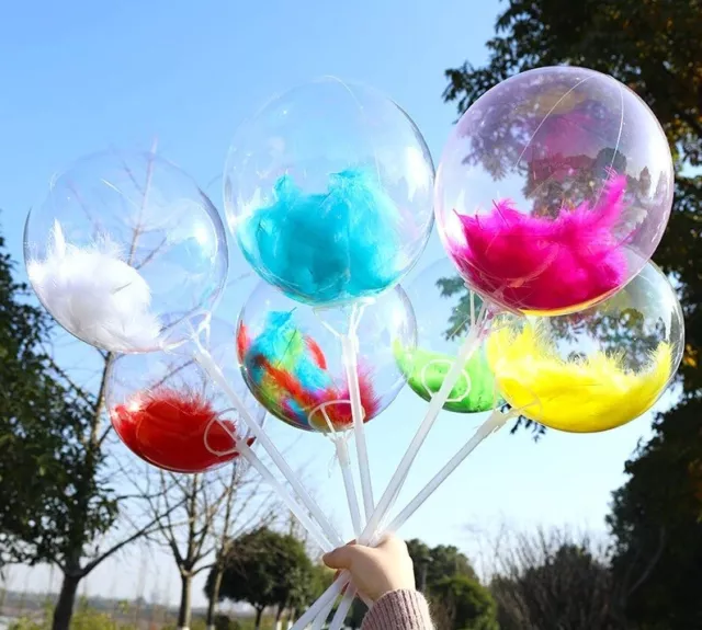 45.7cm Bobo Ballons Plume Coloré Bulle Globos Grand Géant Transparent Baloon