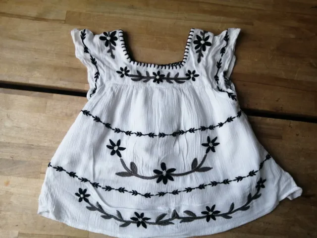 NEXT Pretty Girls Toddler White Embroidered Flowers Lined Dress 3 Years VGC