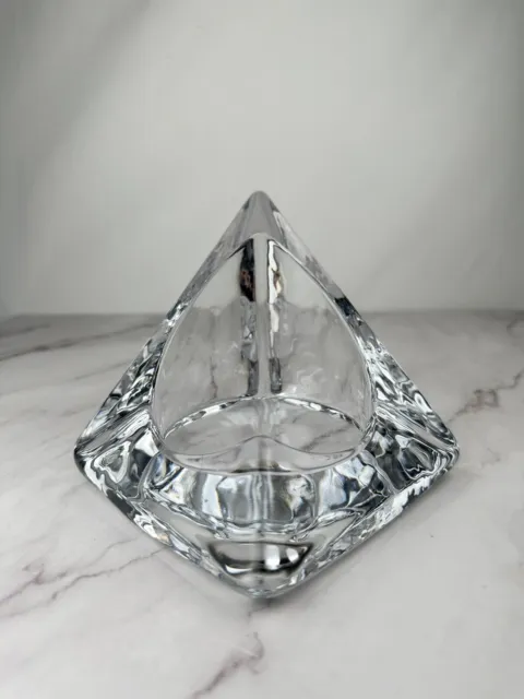 Nybro Crystal Sweden Pyramid Large Pillar Candle Holder by Tord Kjellstrom MCM