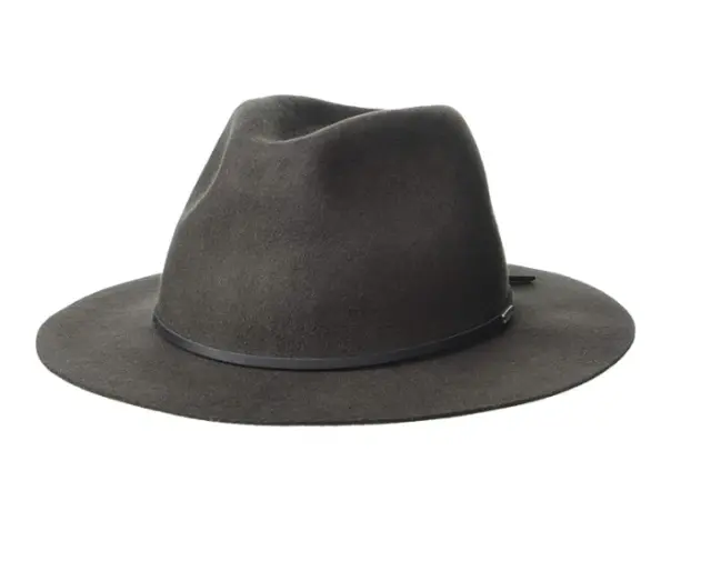 Brixton Wesley Packable Felted Wool Fedora in Washed Black XS
